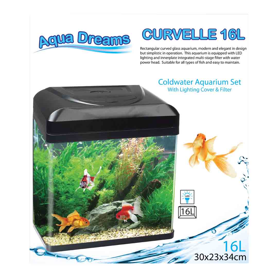 Aqua Curvelle Black Aquarium, Fish Tank, 16L