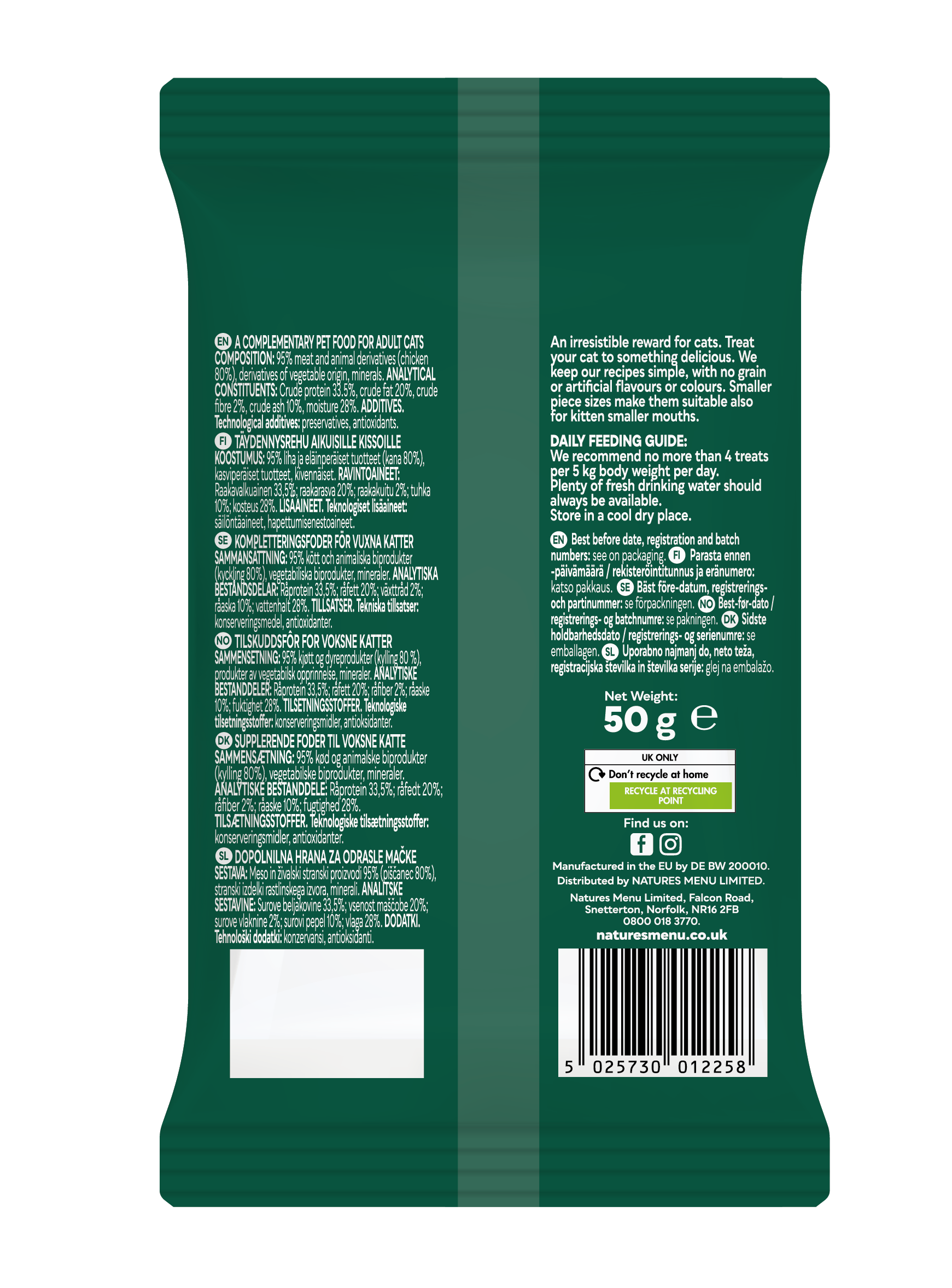 Natures Menu Meaty Cat Treats with Chicken 50g