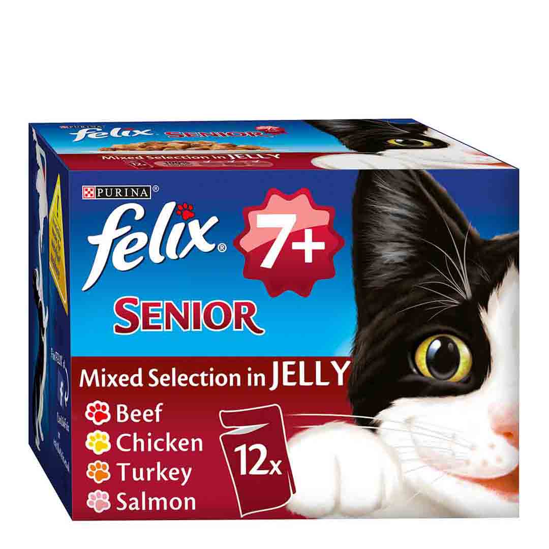 Felix Senior Cat Food Jelly Mixed Selection Pouch Multipack 12x100g