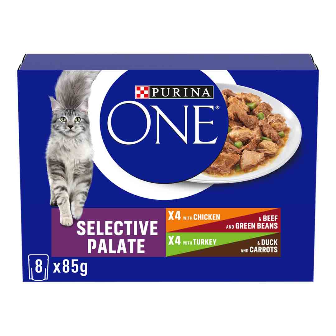 PURINA ONE Mini Fillets Selective Palate Wet Cat Food 8x85g