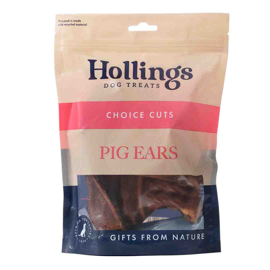 Hollings Dried Pigs Ears, Dog Treat, 10 Pack