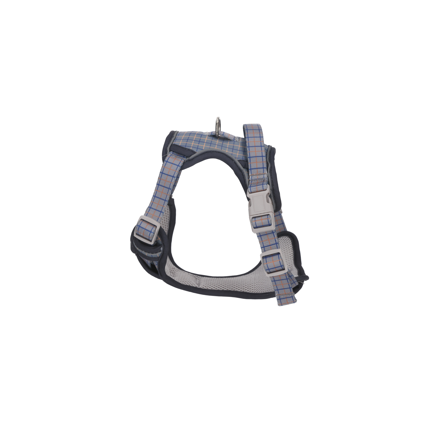 Rufus & Rosie Dog Harness & Lead Set Grey Tartan, Medium