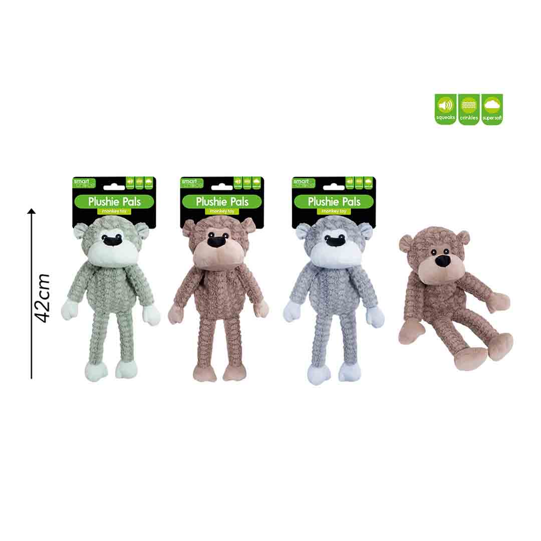 Smart Choice Plush Monkey Squeaker Dog Toy