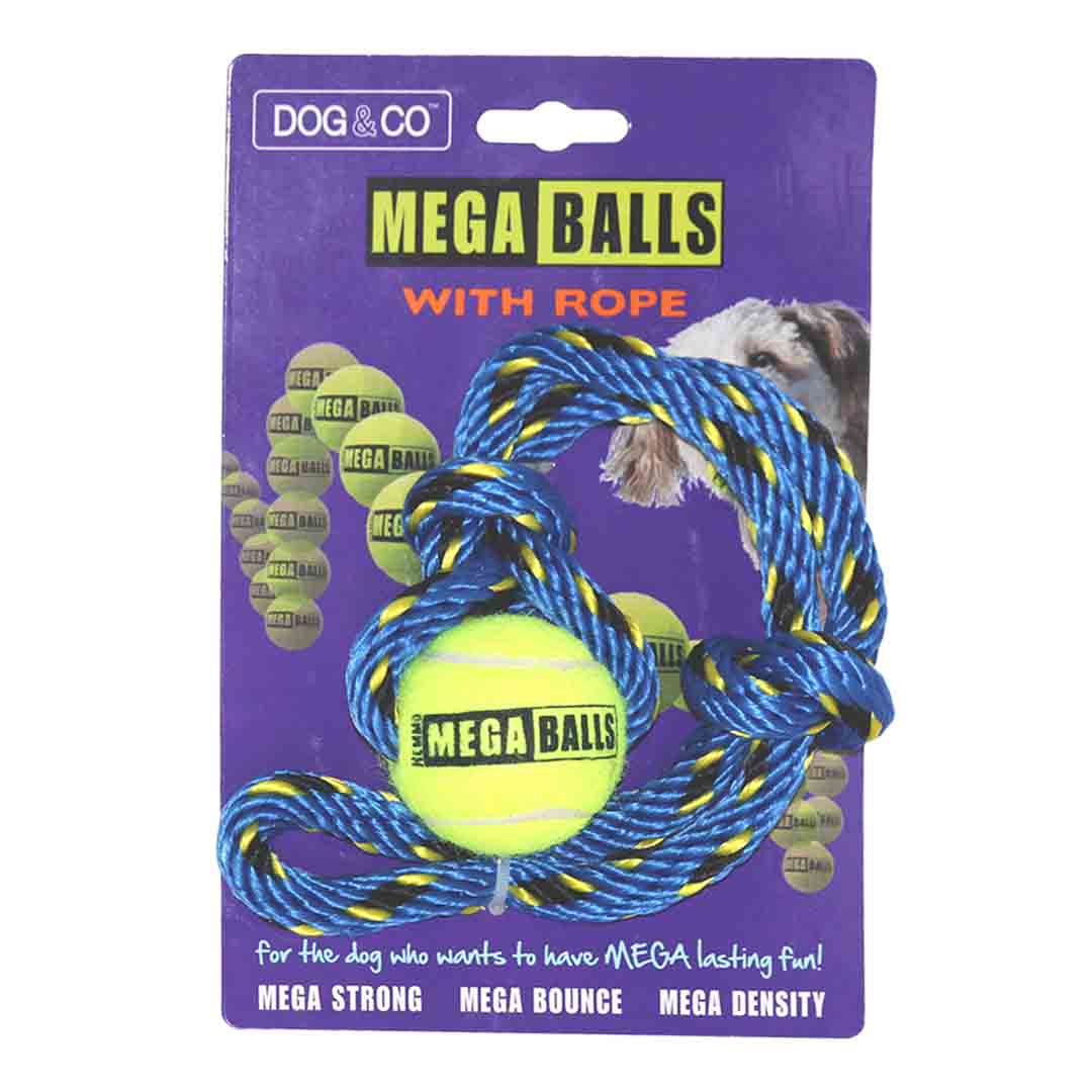 Mega Ball On Rope Dog Toy, Dog & Co, 2.5 inches