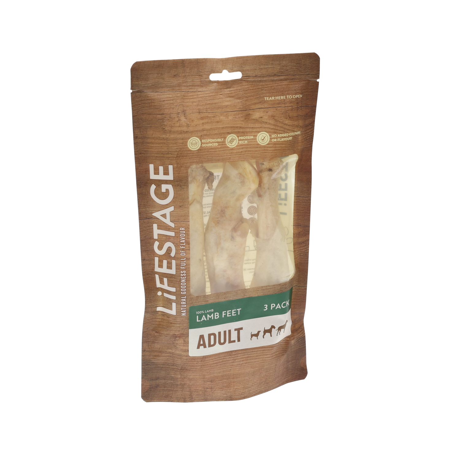 Lifestage Naturals Dog Treat, Lambs Feet, 3 Pack