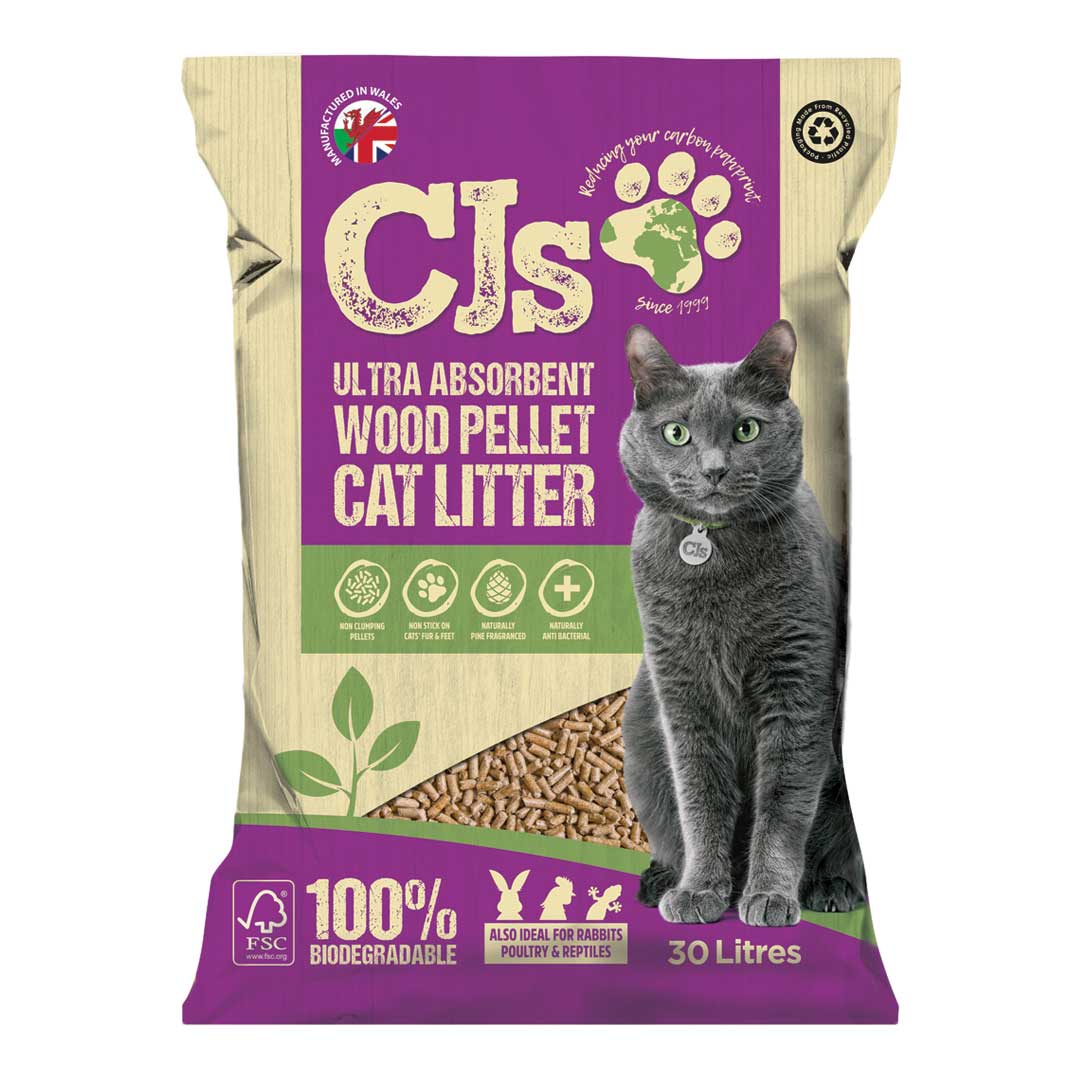CJs Premium Cat Litter Ultra Absorbent Wood Pellets, 30L
