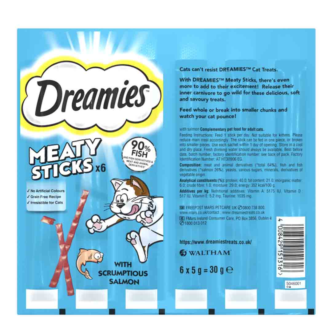 Dreamies Meaty Sticks with Salmon, Cat Treats, 30g 