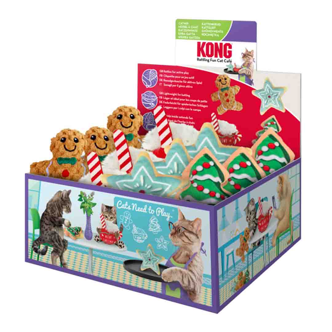 KONG Holiday Scrattles Cafe Cat Toy, 12 Pack