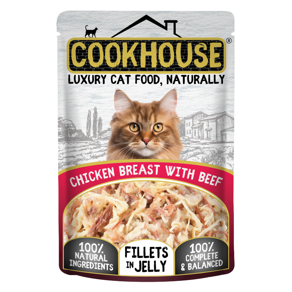 Cookhouse Luxury Cat Food Fillets in Jelly Chicken Breast with Beef 70g
