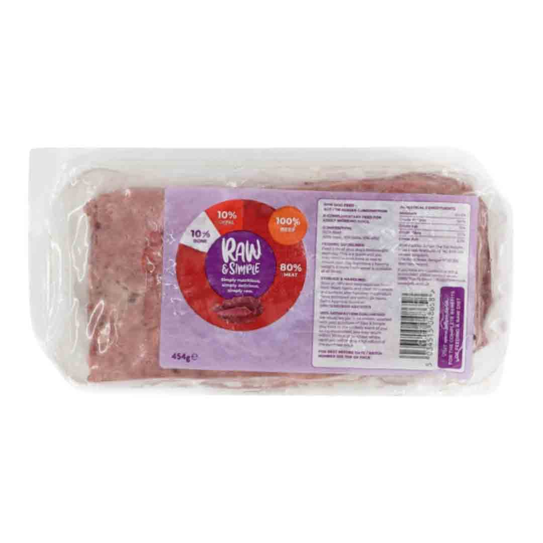 Raw and Simple Beef Mince Raw Dog Food, 454g