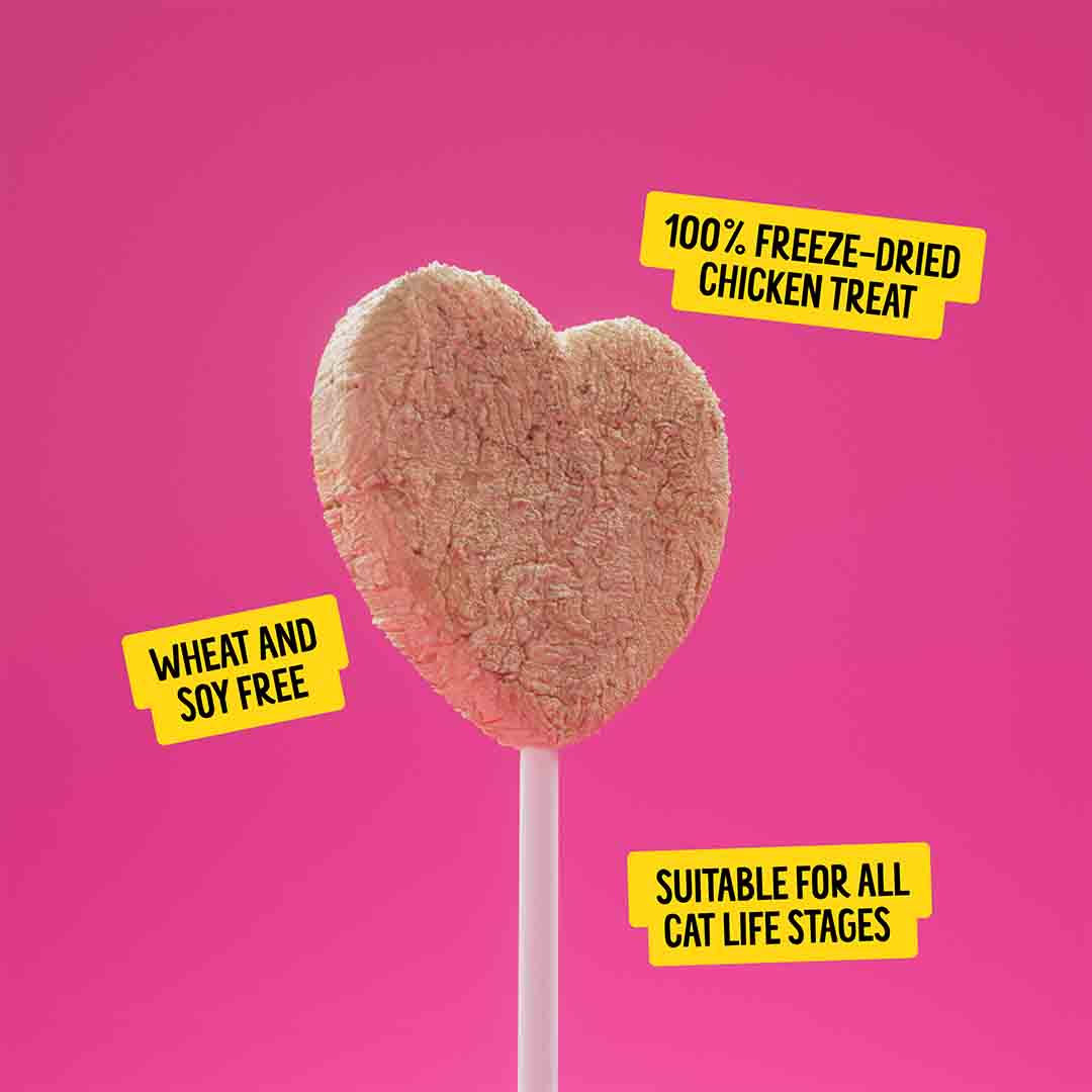 Bonkers Purrpops, Freeze Dried Chicken Flavoured Lollipop Cat Treats, 4 Pieces 