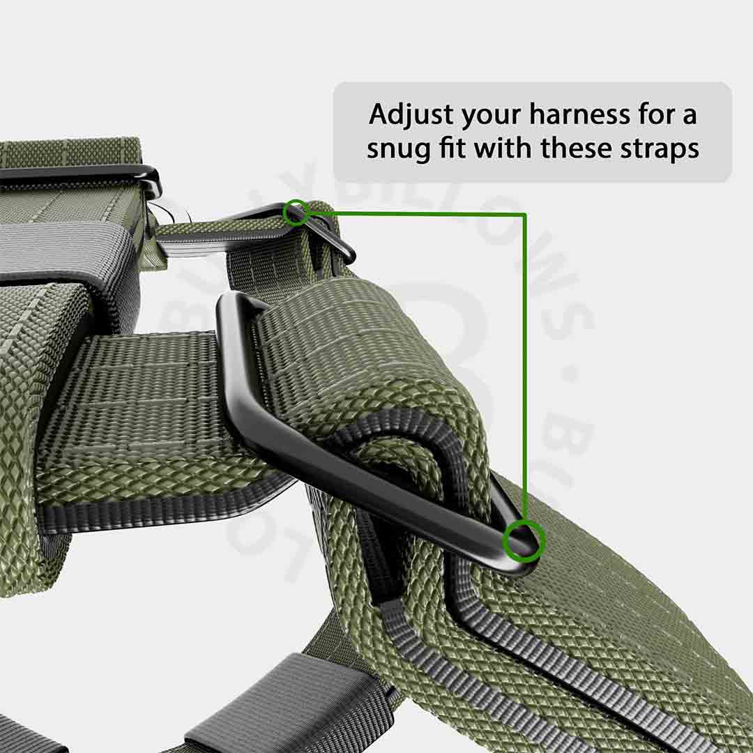 BullyBillows Khaki Dog TRI-Harness Small