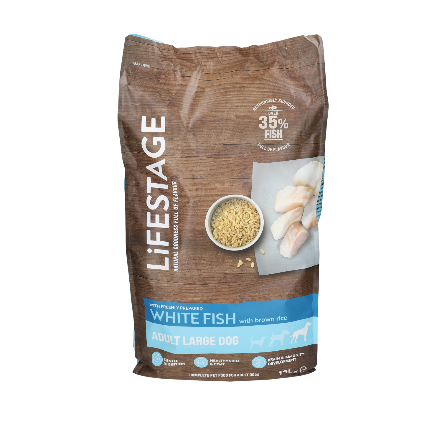 Lifestage Naturals Dog Food, Large Breed Adult Fish & Rice 12kg