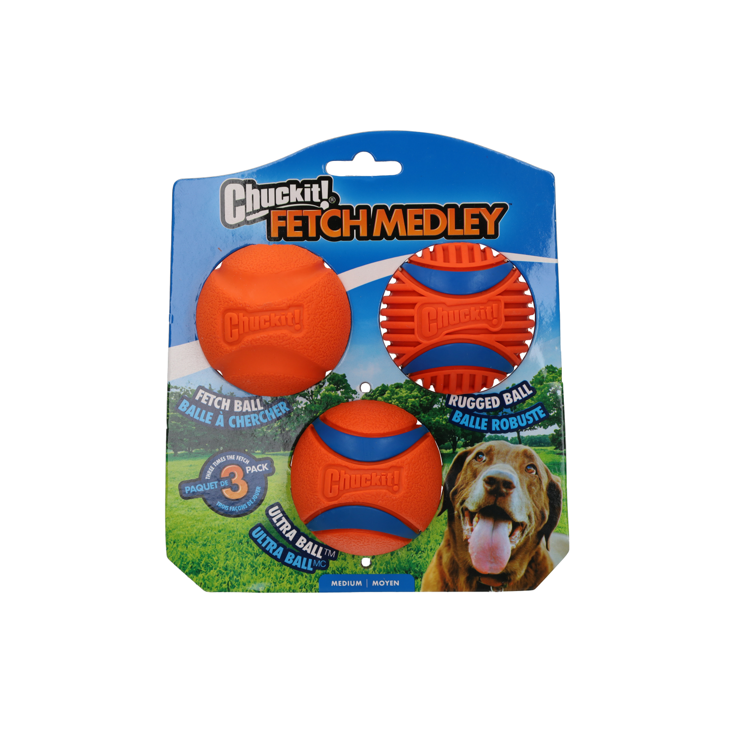 Chuckit! Medium Fetch Medley Gen 3 Dog Ball Toy, 3 Pack