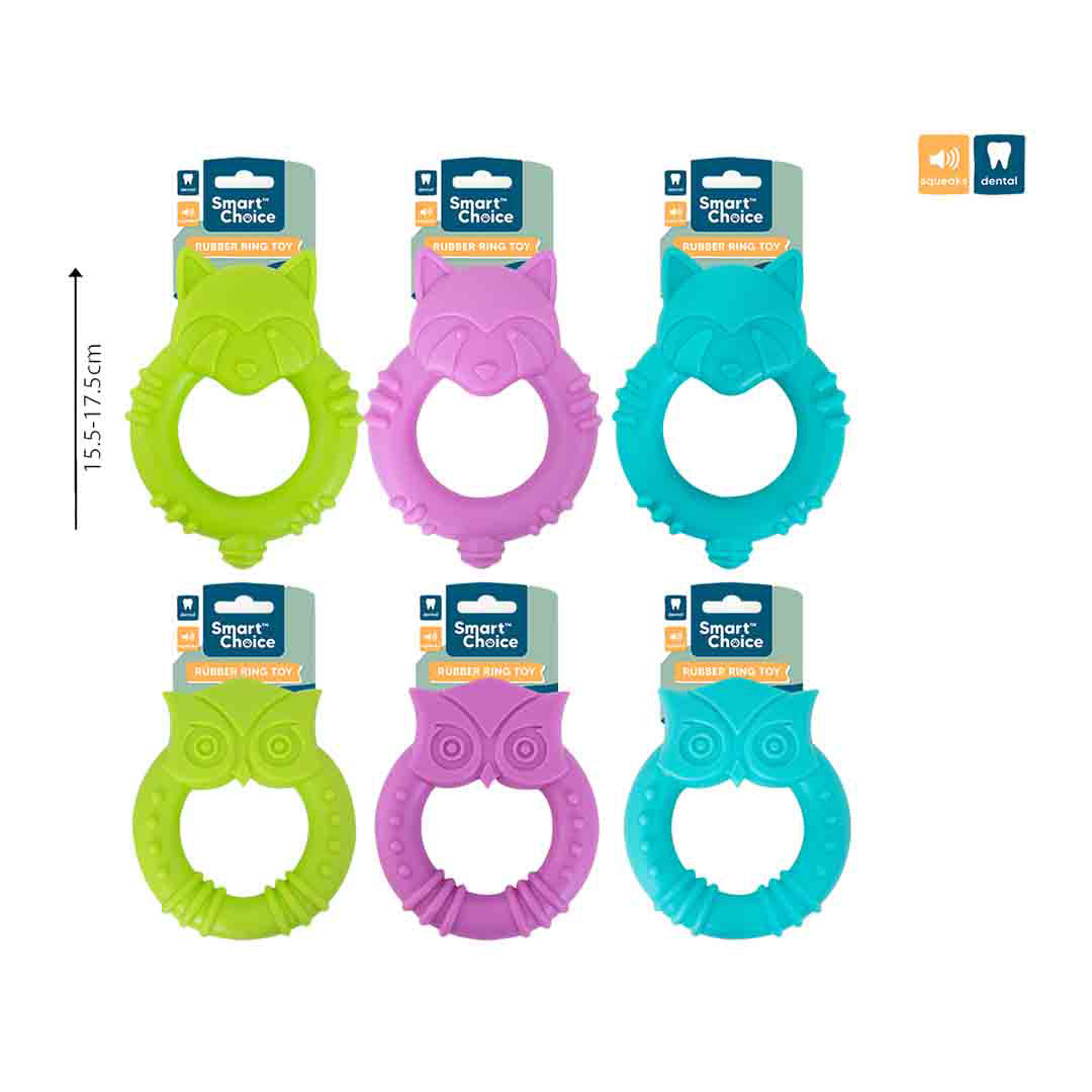 Smart Choice Rubber Animal Ring Assorted Dog Toys