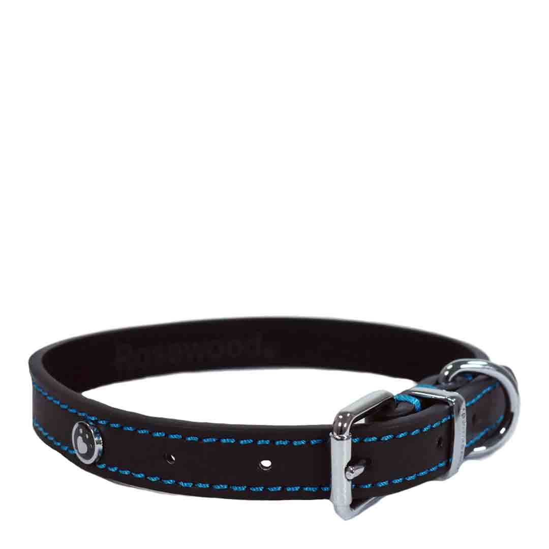 Rosewood Premium Black Leather Dog Collar, Small