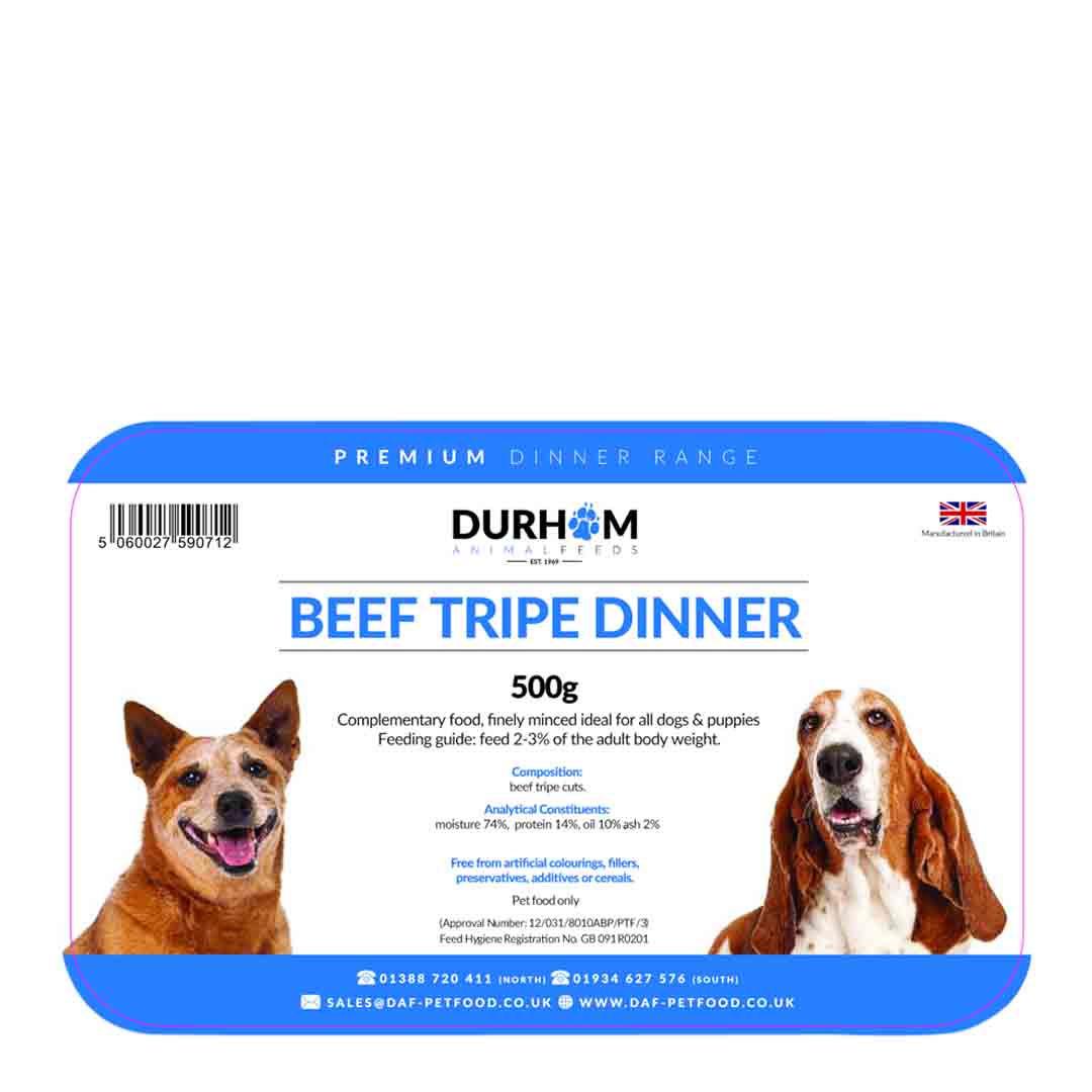 Durham Dog Food Beef Tripe Dinner, 500g