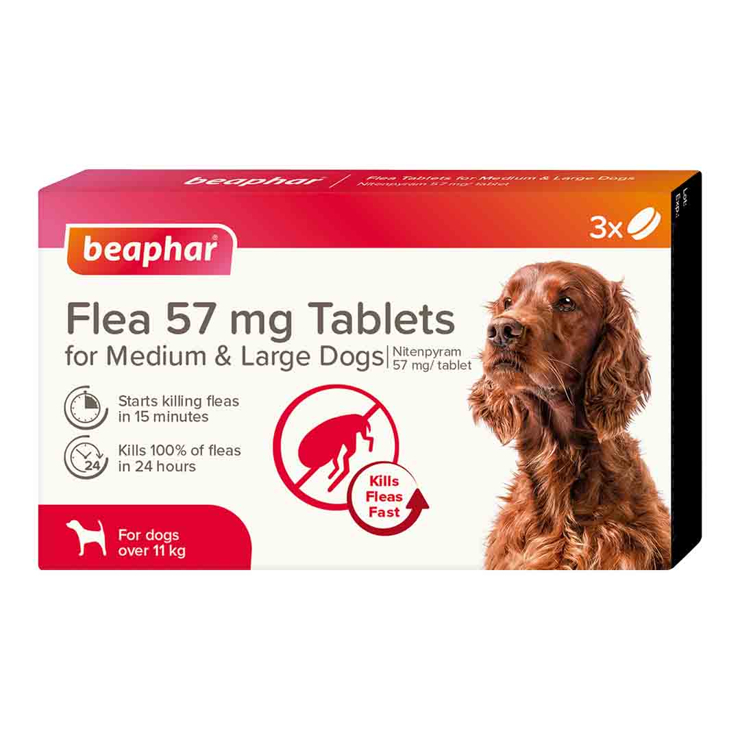 Beaphar Flea Tablets for Medium & Large Dogs (Over 11kg), 3 Tablets