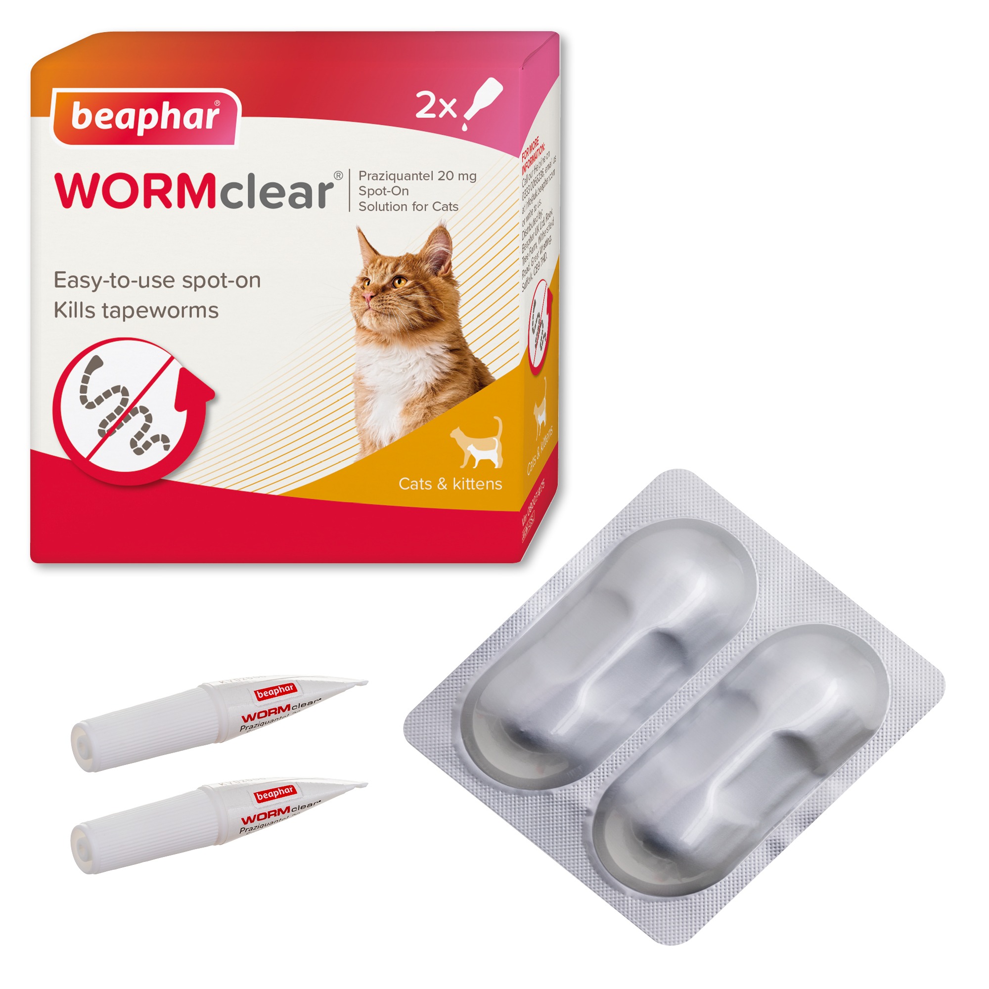 Beaphar WORMclear Spot-On for Cats, 2 Pipettes