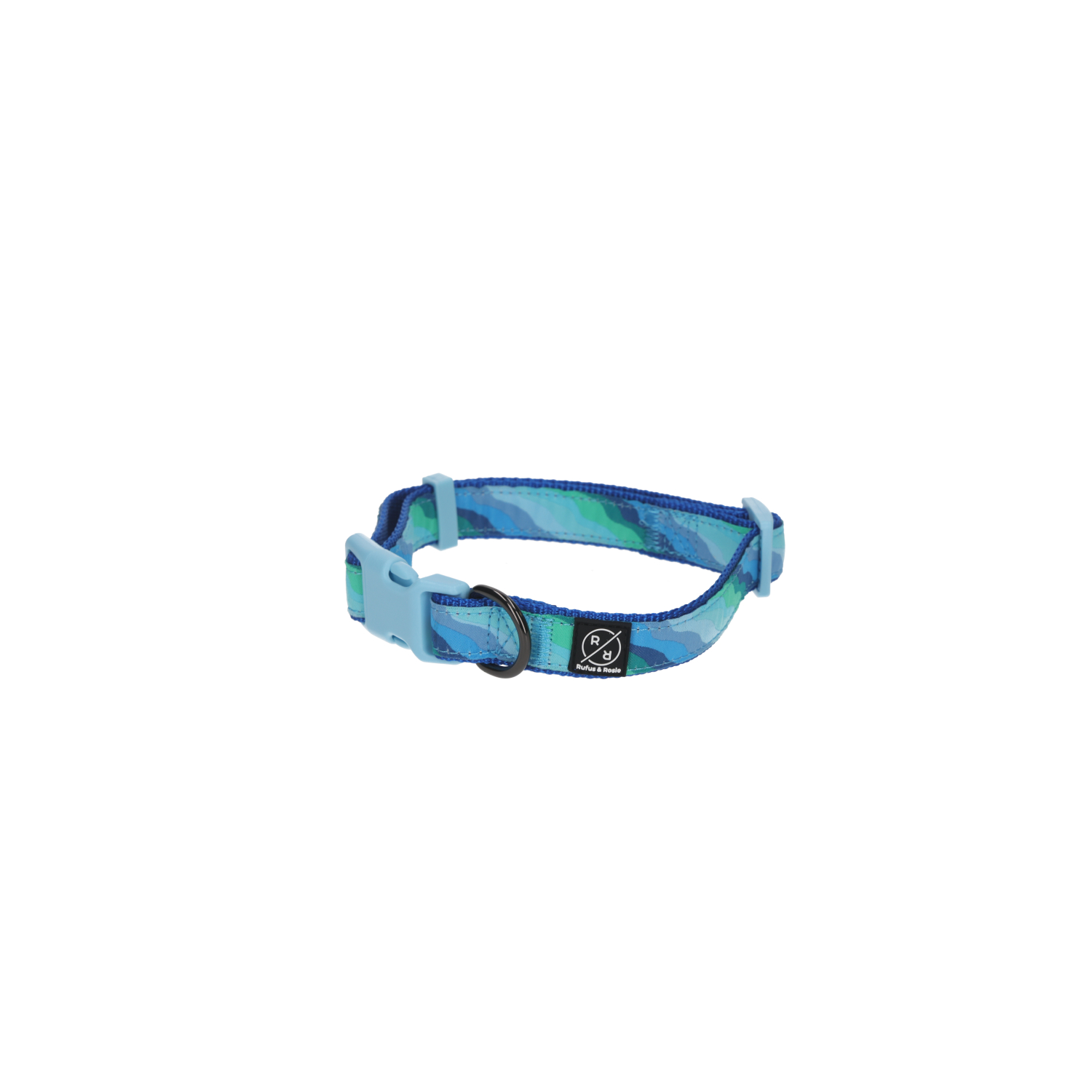 Rufus & Rosie Seashore Blue Adjustable Dog Collar, Small