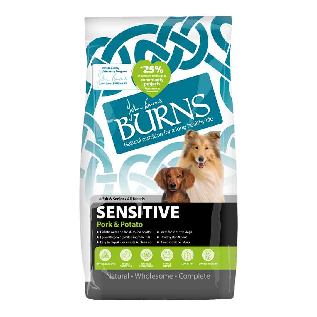 Burns Adult Sensitive+  Dog Food Pork & Potato 2kg