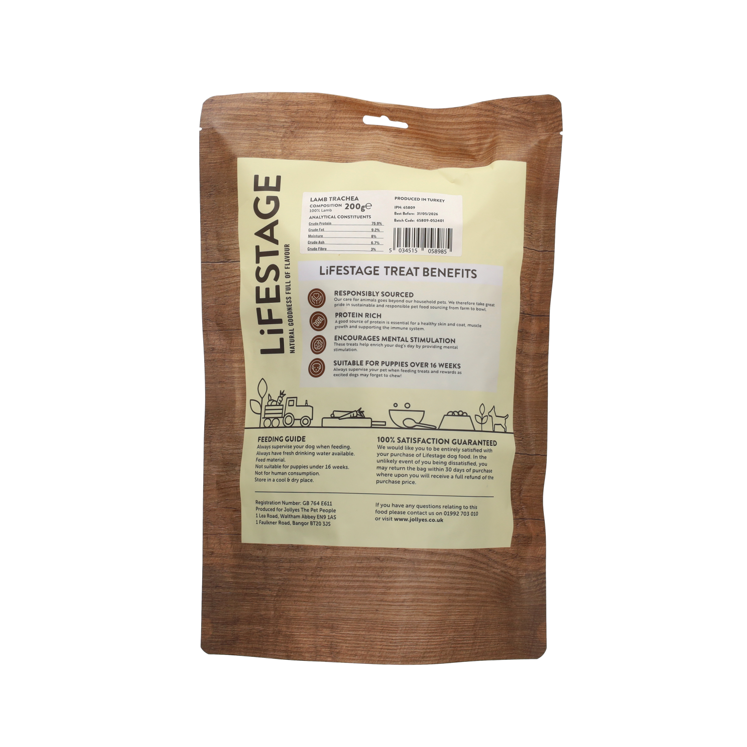 Lifestage Pre-Pack Lamb Trachea Dog Treats 200g