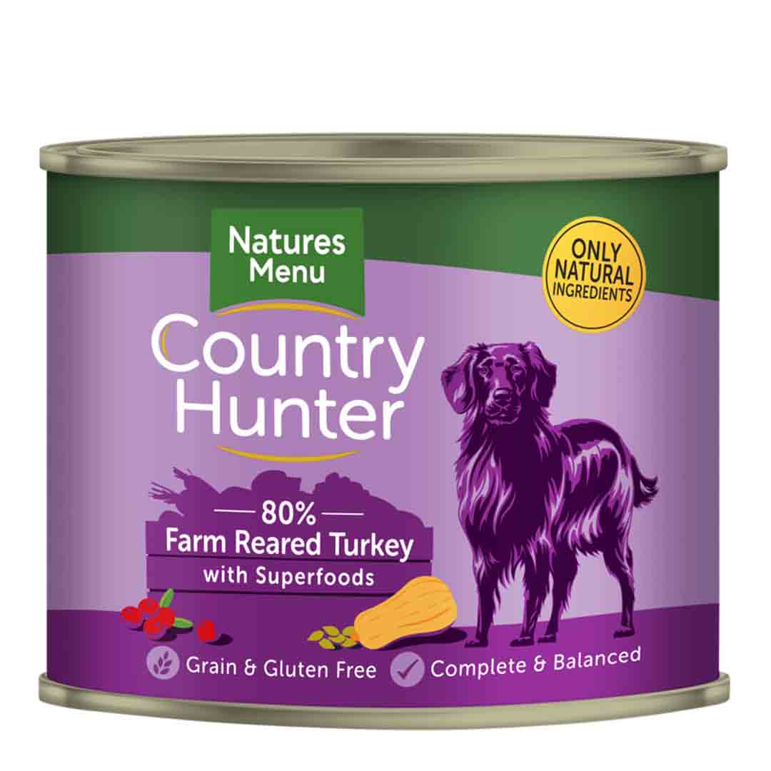 Natures Menu Country Hunter Cans Farm Reared Turkey Dog Food 6x600g