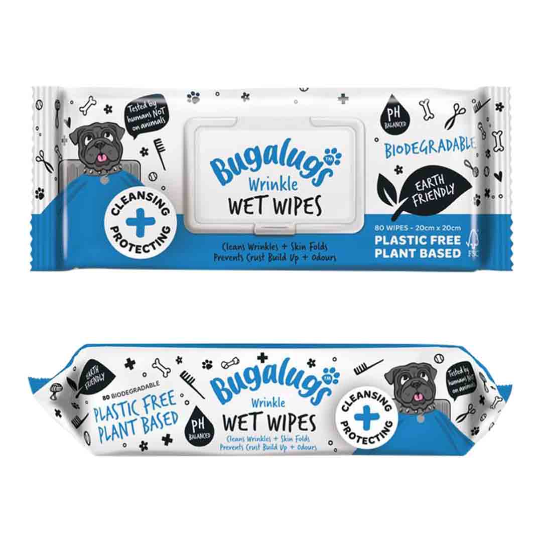 Bugalugs Dog & Cat Biodegradable Wrinkle Protection Wipes 100 Pack