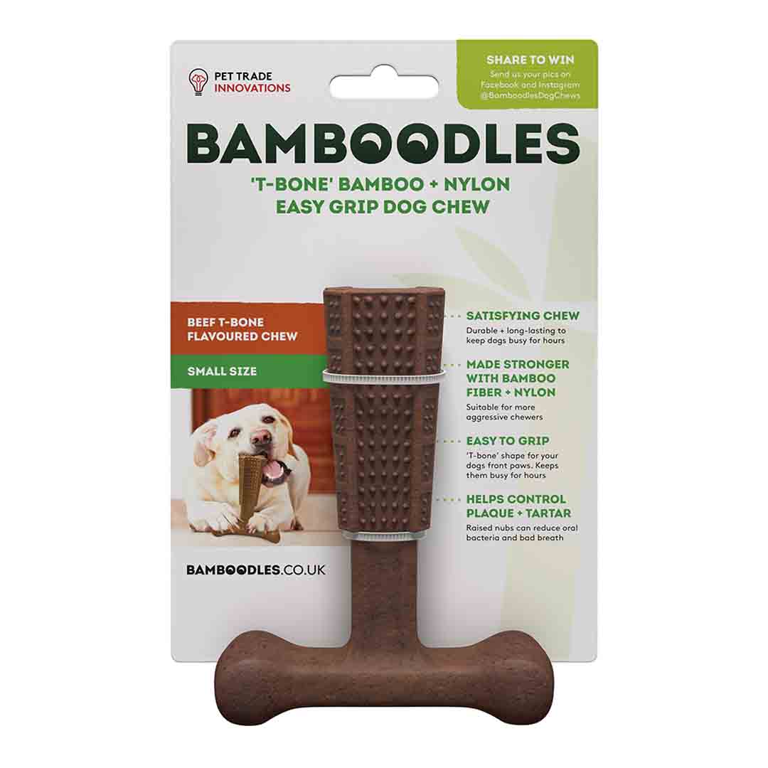 Bamboodles T Bone Beef Dog Chew Toy, Small