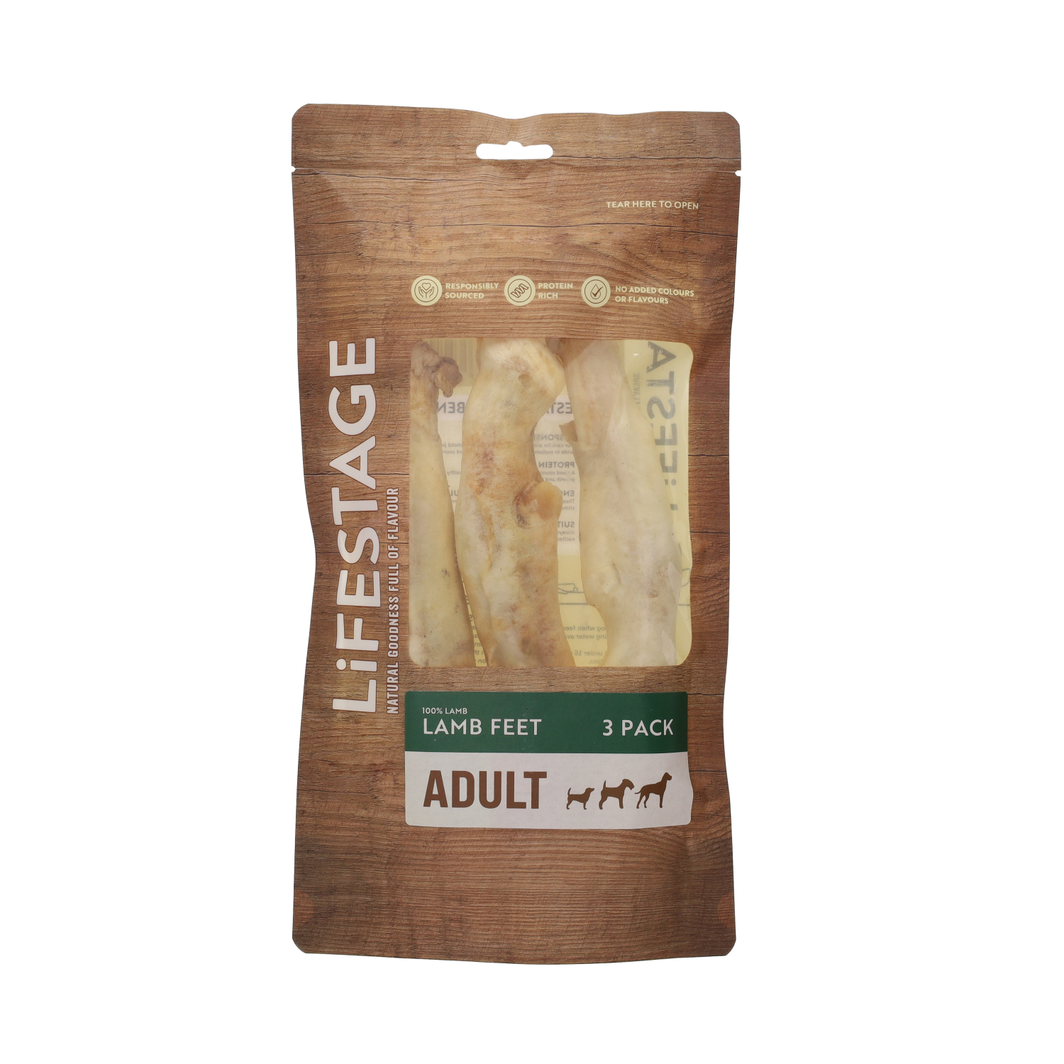 Lifestage Naturals Dog Treat, Lambs Feet, 3 Pack