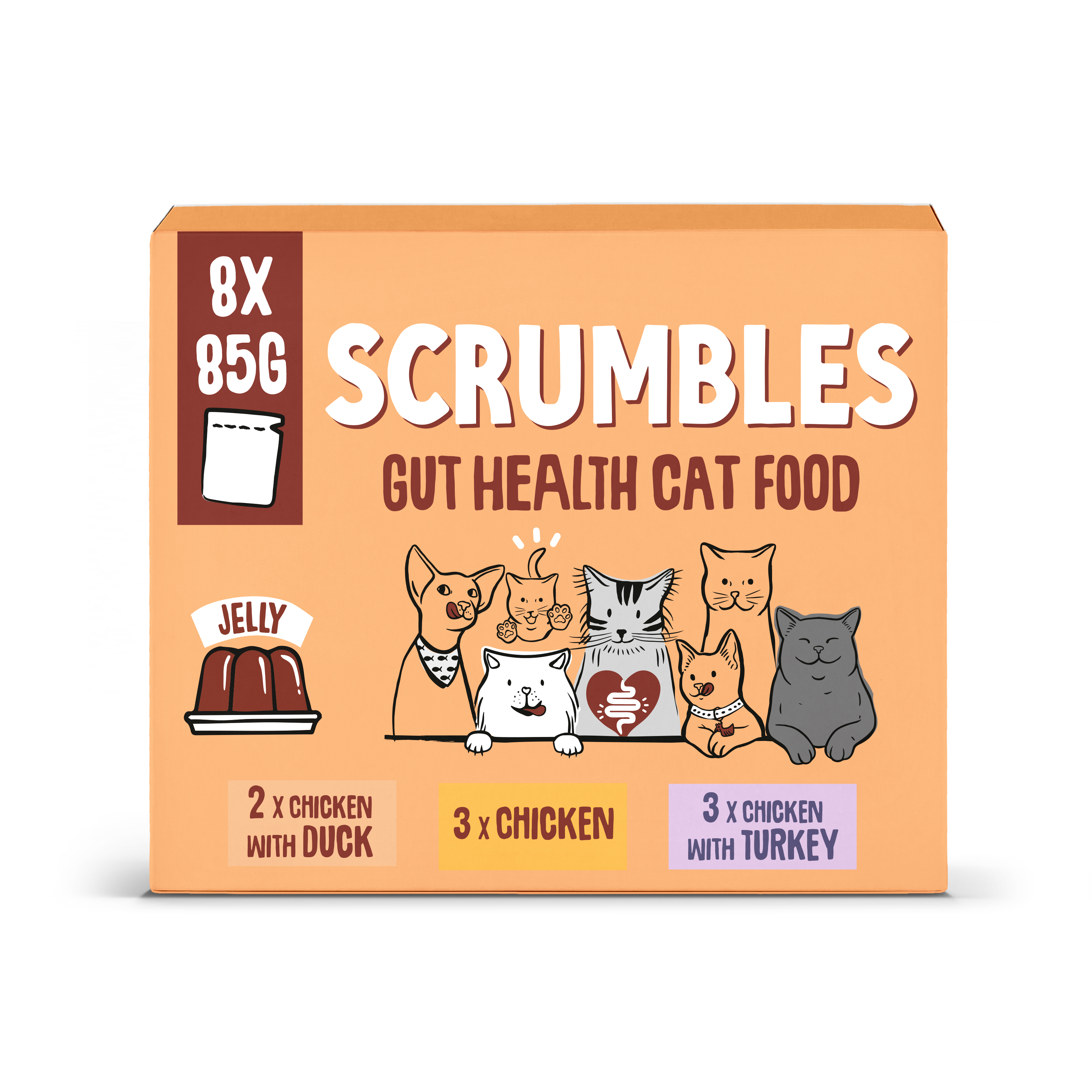 Scrumbles Grain Free Wet Cat Jelly Recyclable Pouch Meat Selection 8x85g