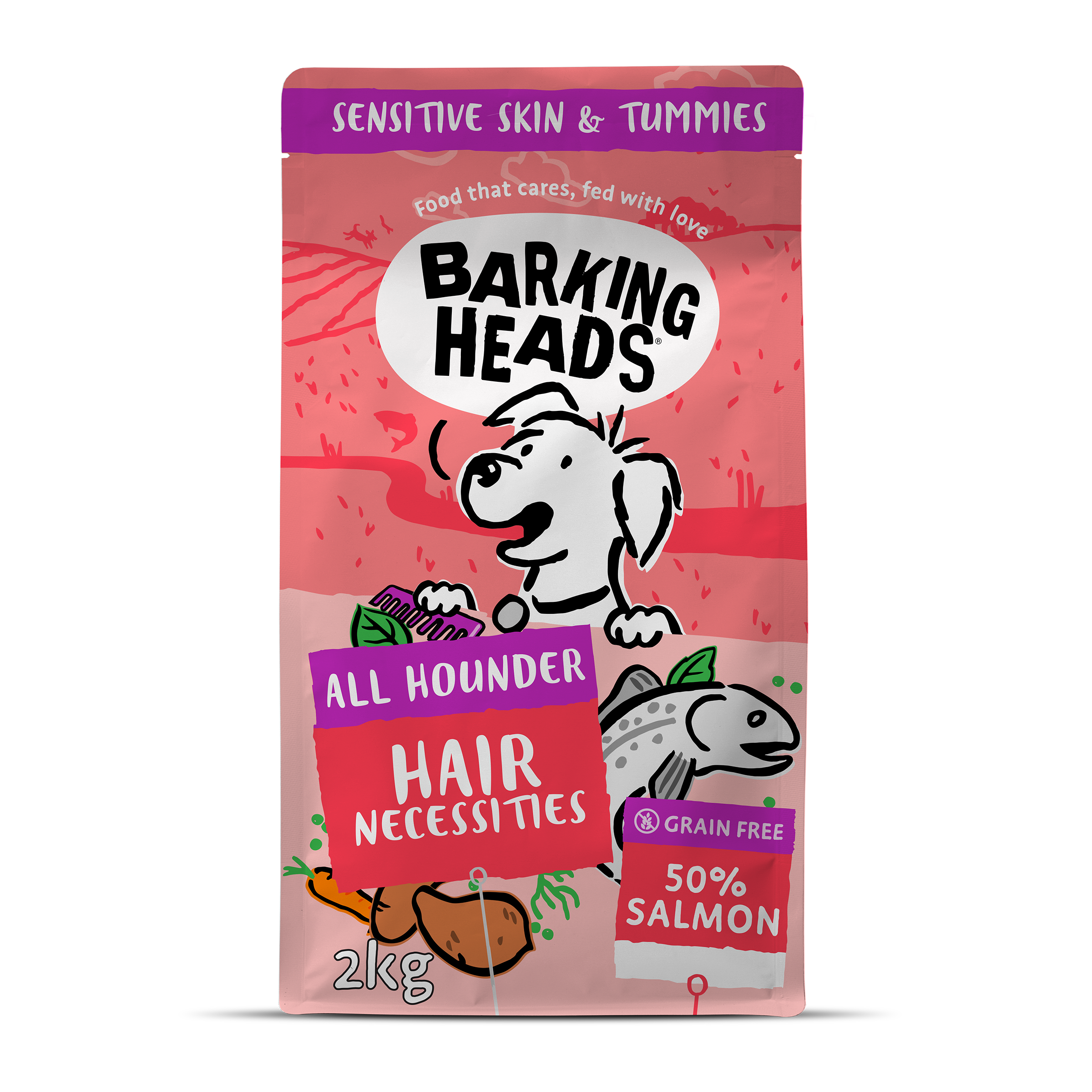 Barking Heads All Hounder Hair Necessities Salmon Dry Dog Food, 2kg