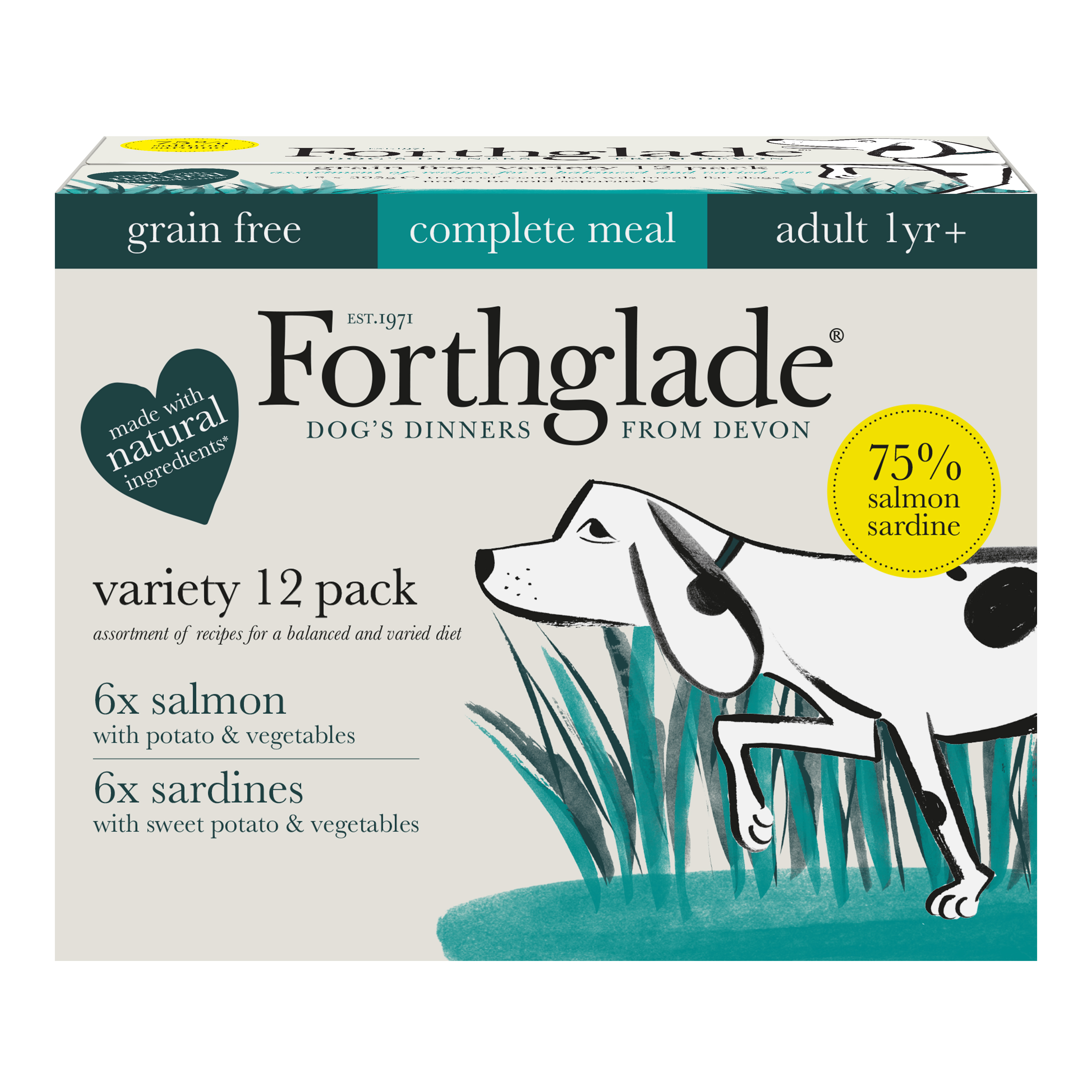 Forthglade Salmon & Sardine Variety Pack, Adult Wet Dog Food ,12x395g