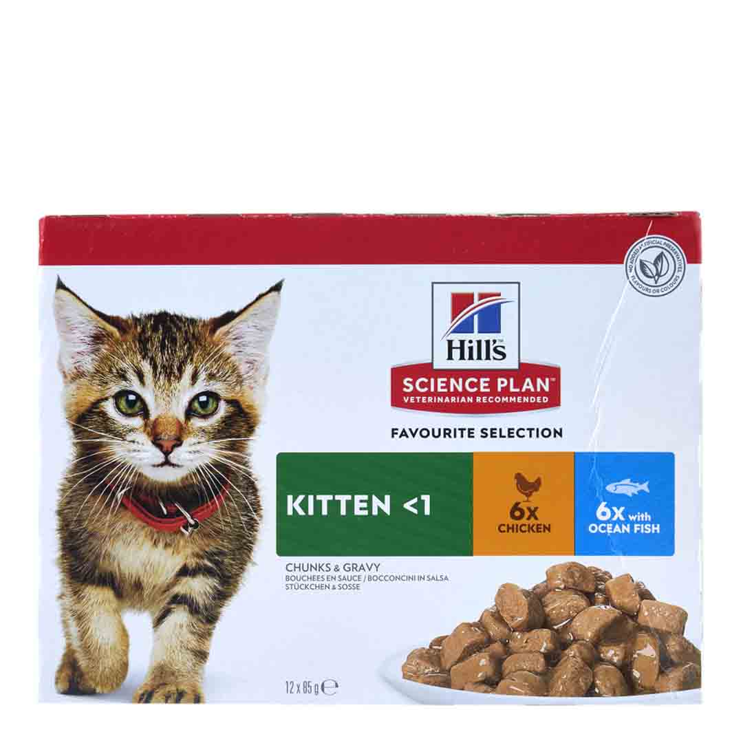 Hill's Science Plan Kitten Wet Food Multipack Chicken & Ocean Fish Flavour Pouch 12x85g