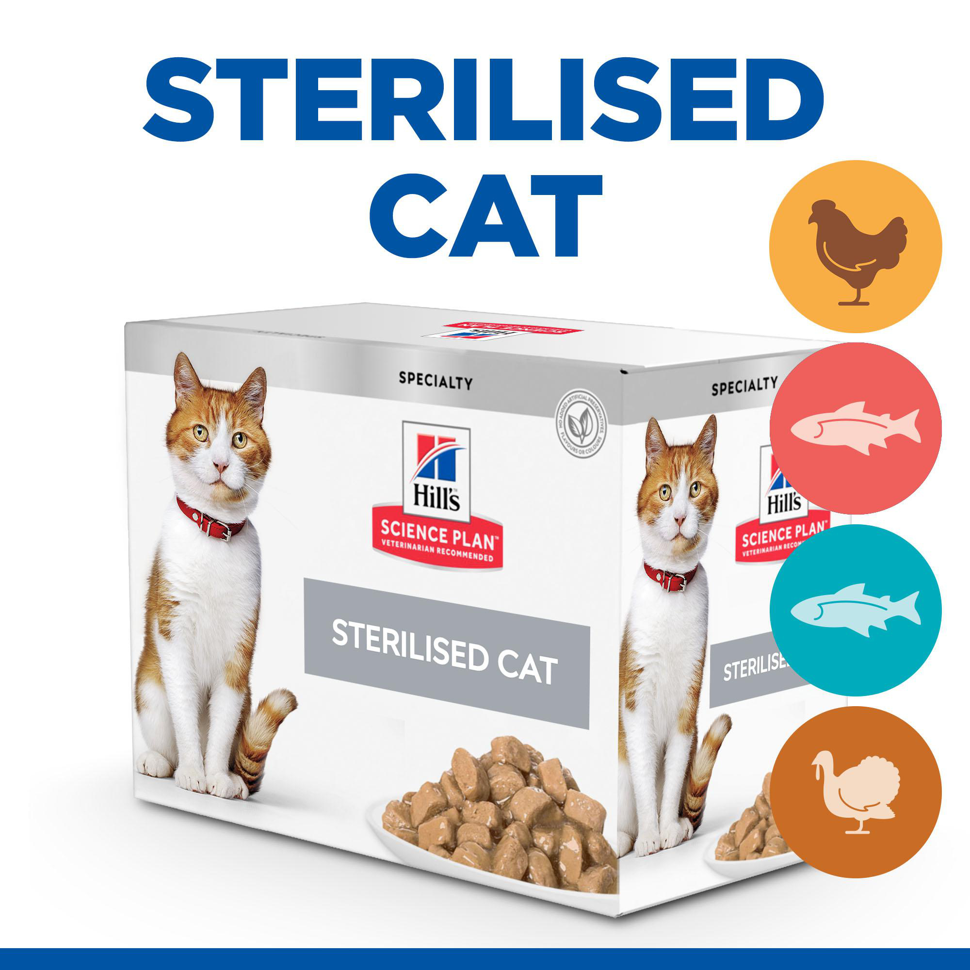 Hills Science Plan Adult Sterilised Chicken, Salmon, Turkey & Trout Wet Cat Food 12x85g