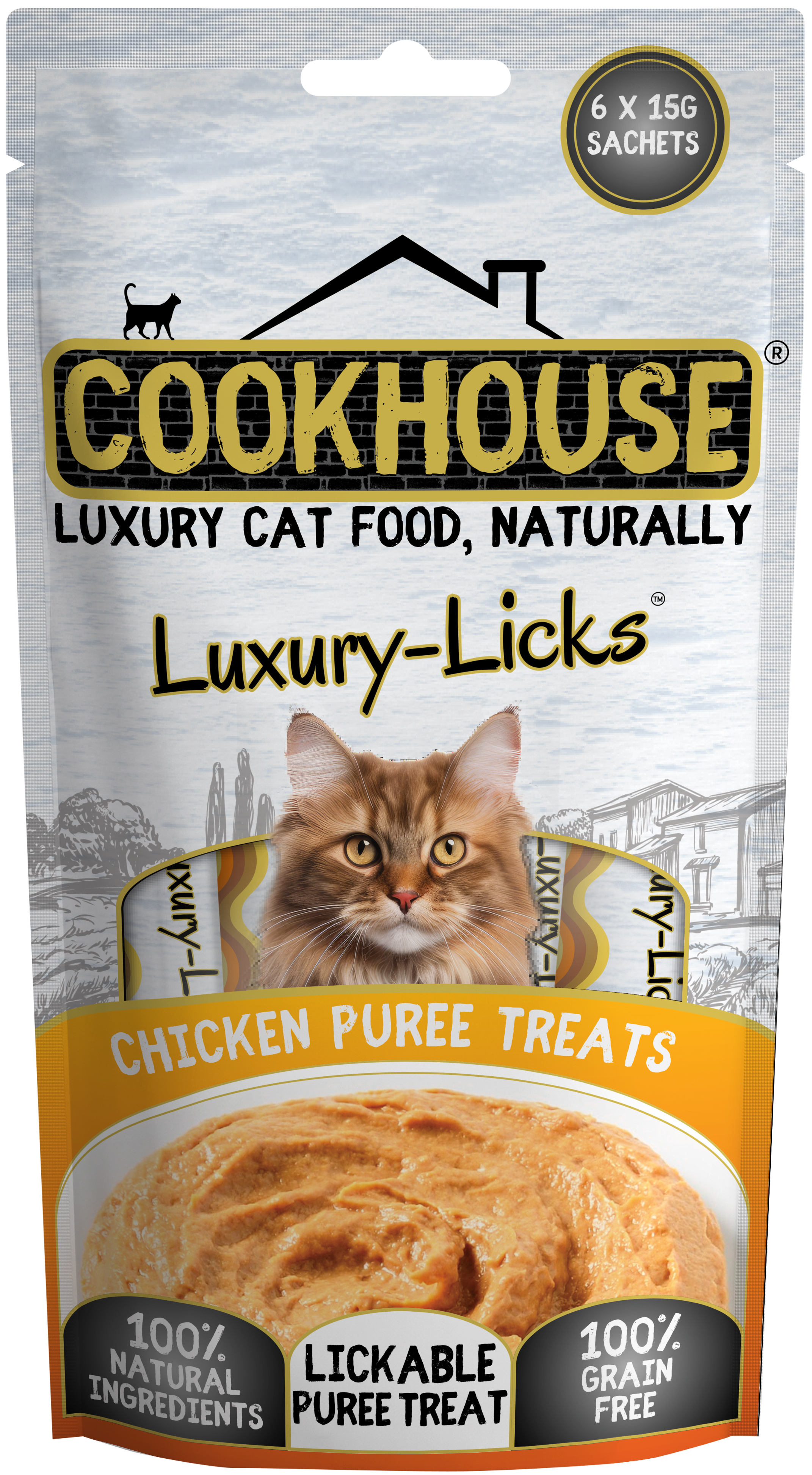 Cookhouse Luxury Licks Puree Cat Treat Chicken 6x15g