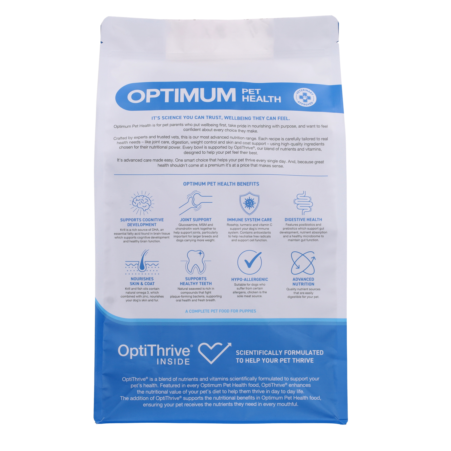 Optimum Pet Health Small-Medium Breed Puppy Dry Dog Food, 2kg