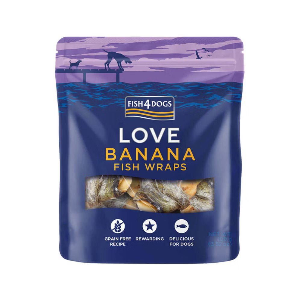 Fish4Dogs Love Banana Fish Wraps Dog Treats 100g