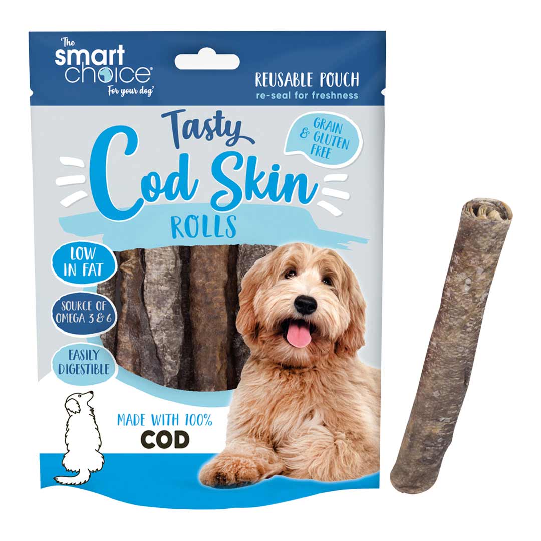 Smart Choice Cod Skin Rolls Dog Treats 8 Pack 100g