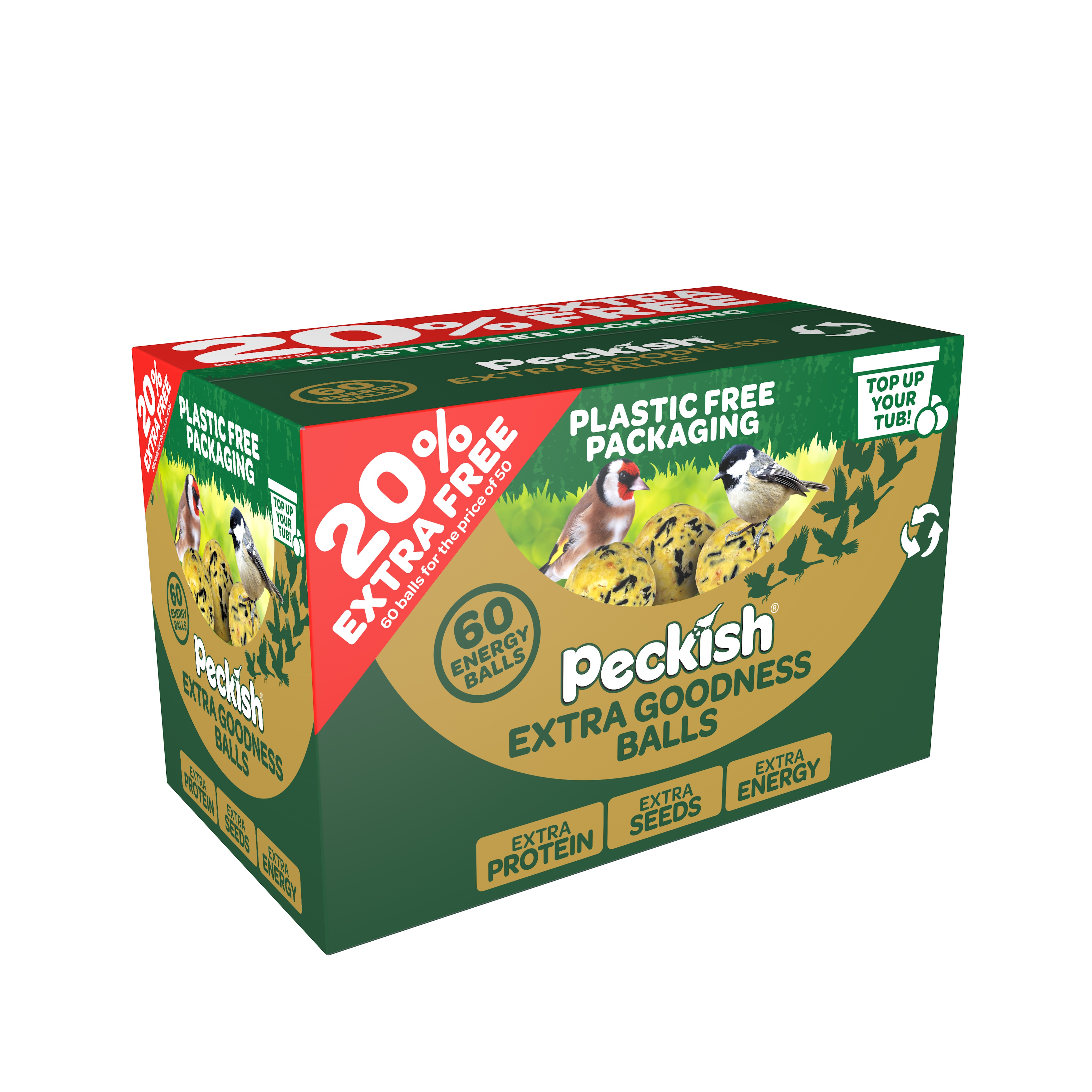 Peckish Extra Goodness Fat Balls, Bird Food, Tub of 60