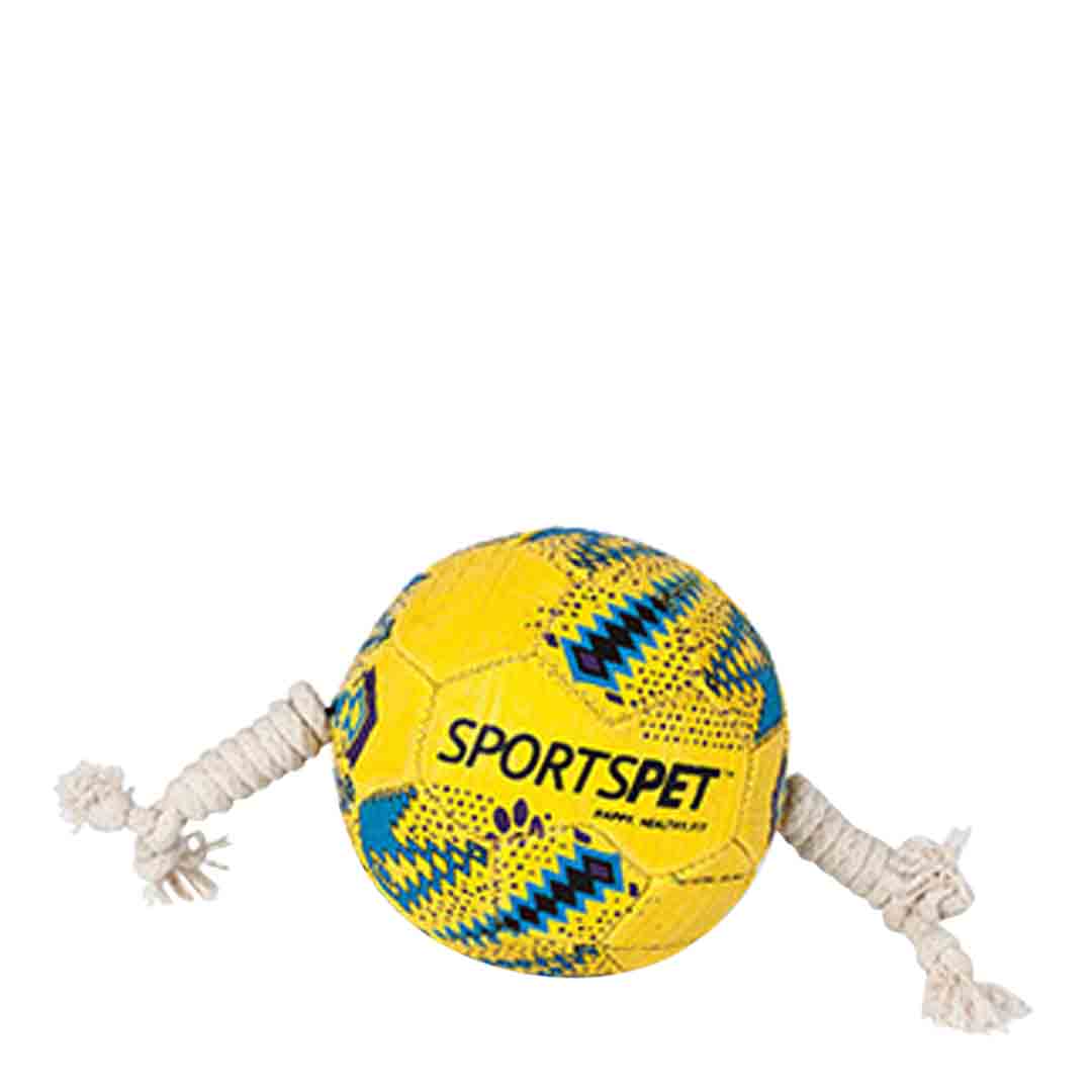 SportsPet Football with Rope Dog Toy, Small