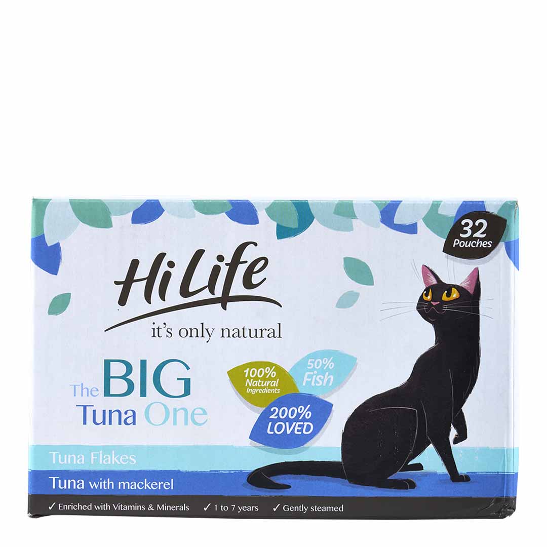 HiLife It's Only Natural Cat Food Pouch Multipack The Big Tuna One In Jelly 32x70g