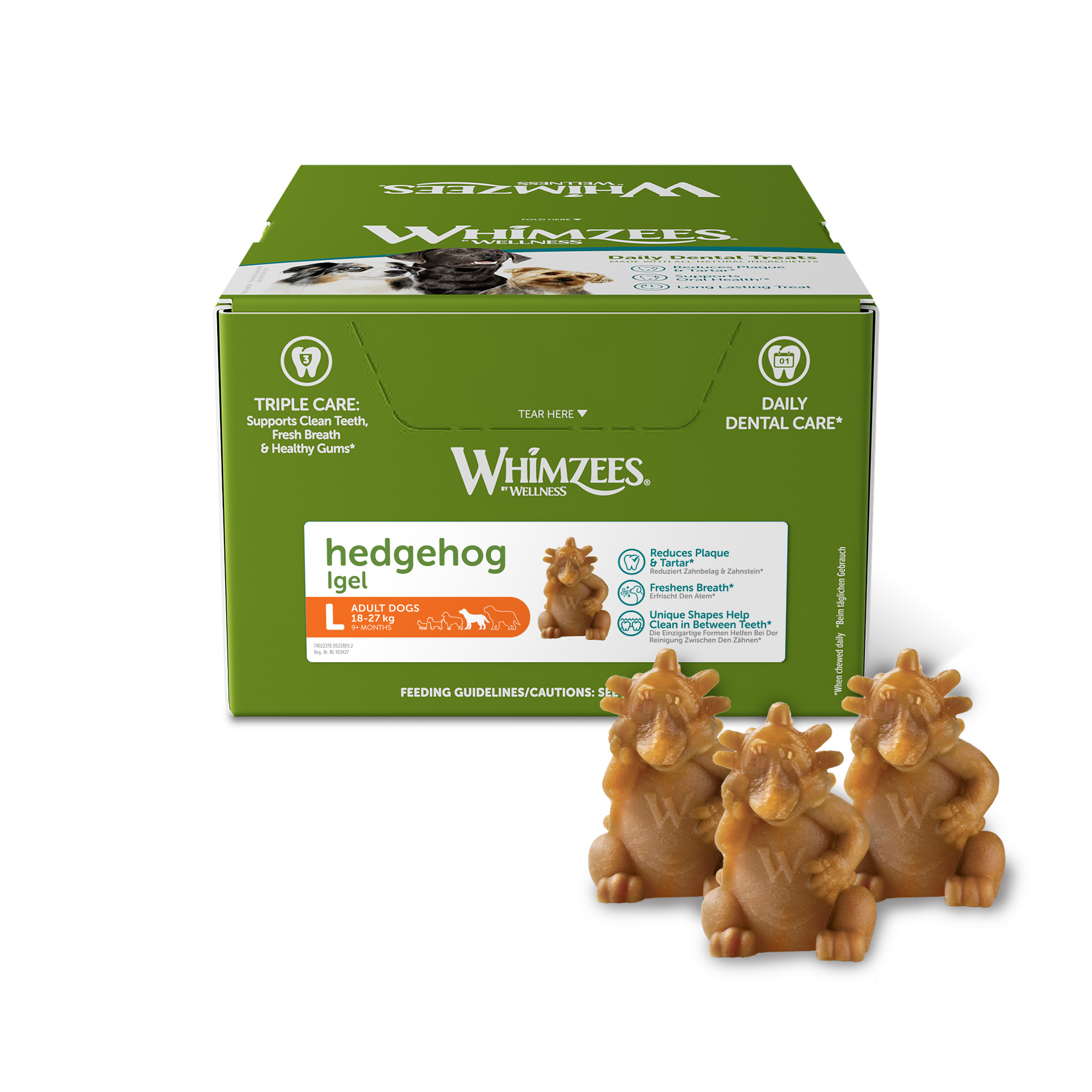 Whimzees Hedgehog Dog Dental Chew, Large