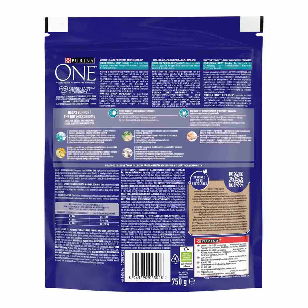Purina ONE Senior Cat Food 7+ Rich in Chicken and Whole Grains 750g