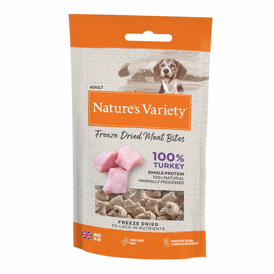 Nature's Variety Freeze Dried Meat Bites Dog Turkey 20g