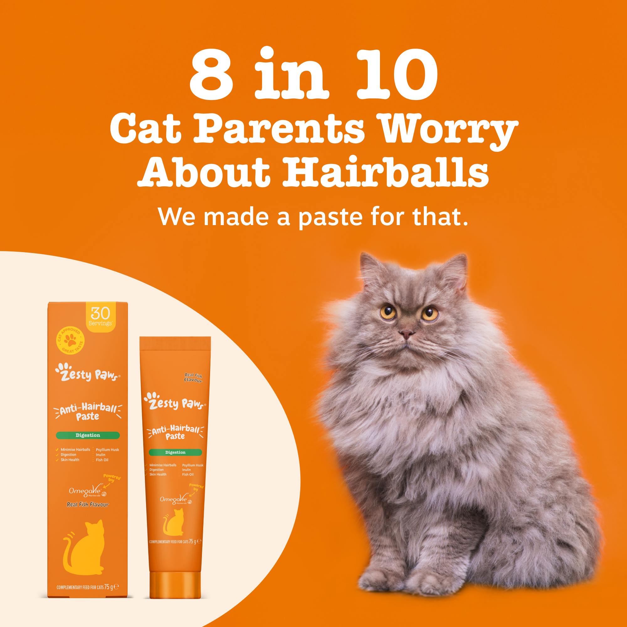 Zesty Paws Anti-Hairball Paste for Cats 120g