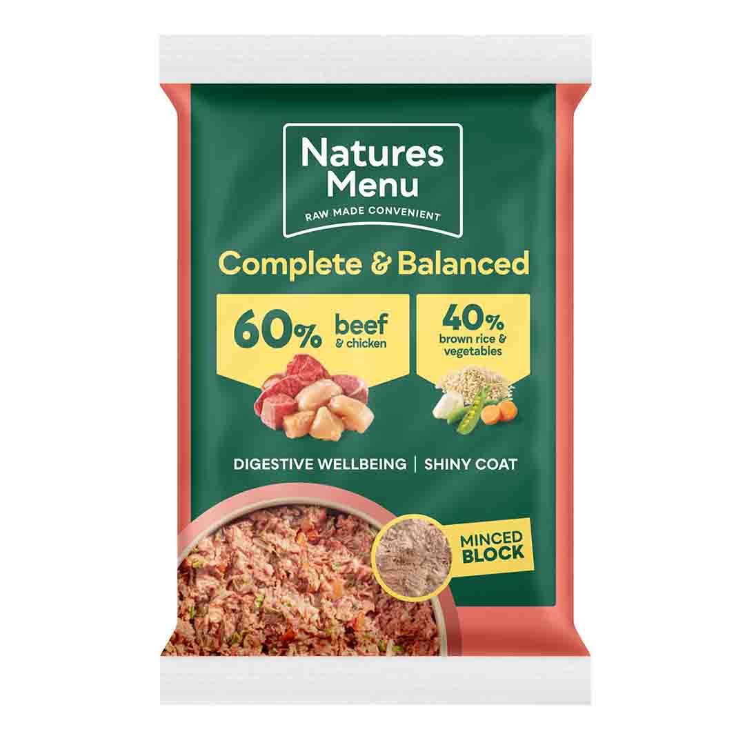 Natures Menu Beef, Veg & Rice Brick, Raw Dog Food 300g