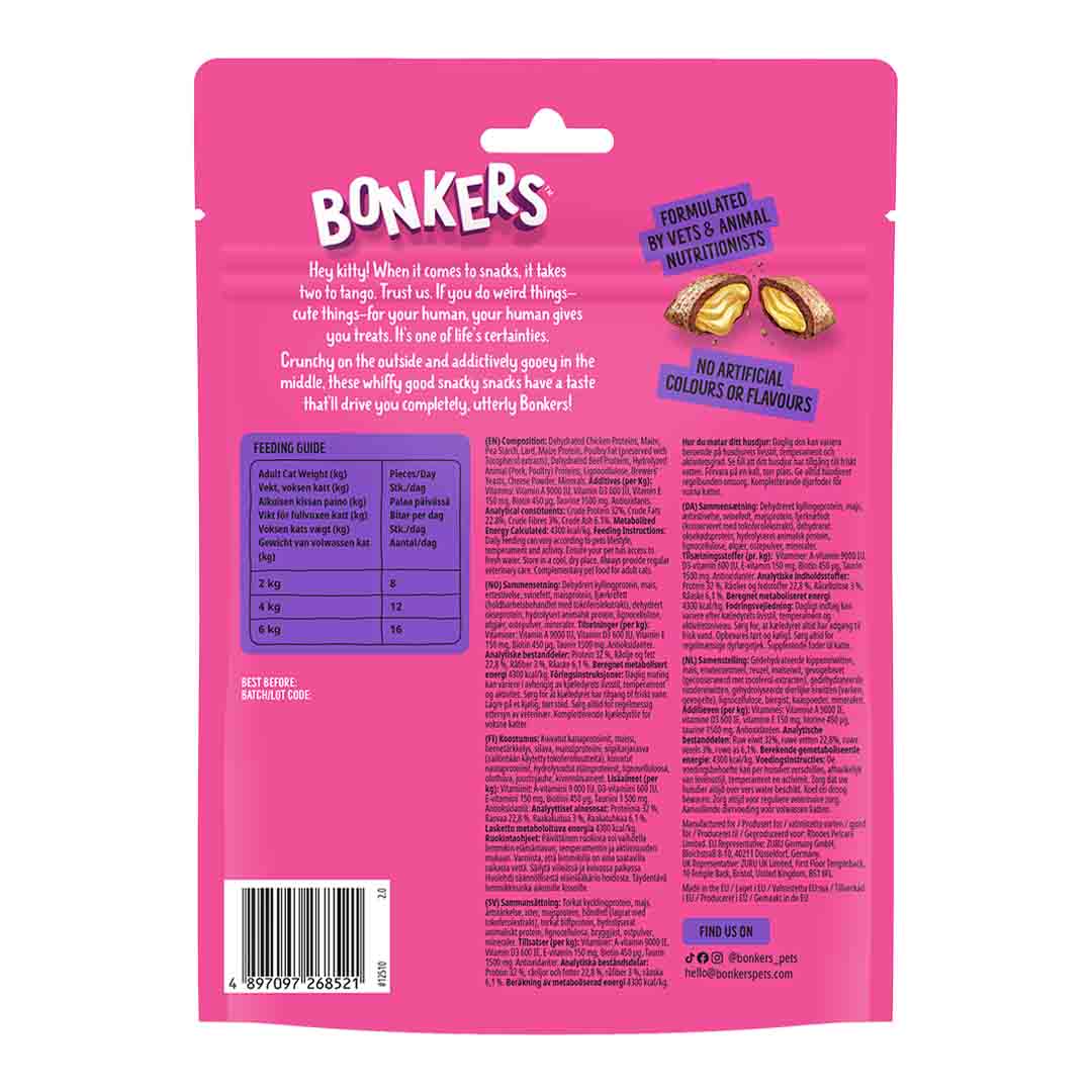 Bonkers Cat Bites, Bangin' Beef Flavoured Cat Treats 180g