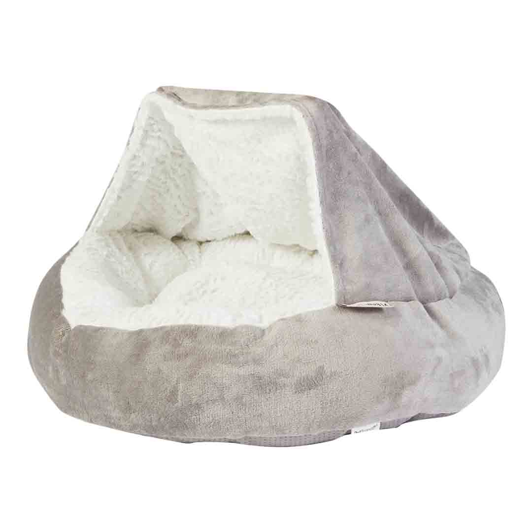 Pet Brands Deluxe Hideaway Grey Snuggle Dog Bed, Small 