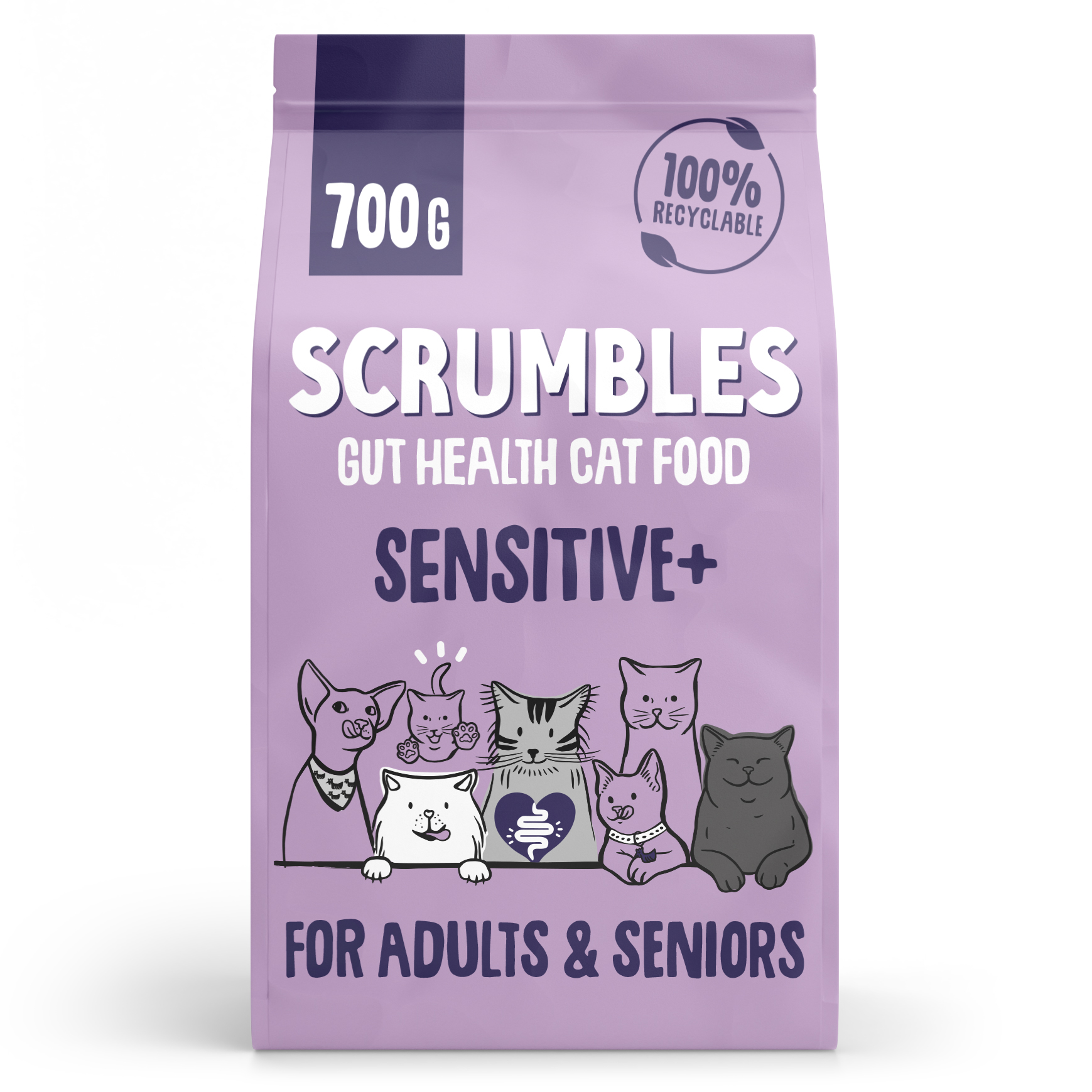 Scrumbles Dry Cat Food, Grain Free Sensitive+ 700g